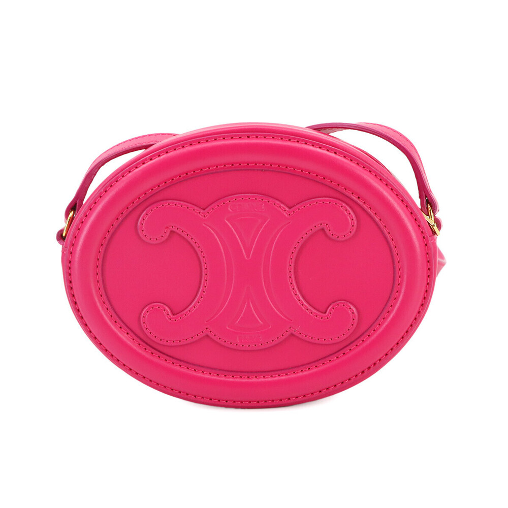 Celine Oval Cuir Triomphe Shoulder Bag Pink Leather - Picture 3 of 9